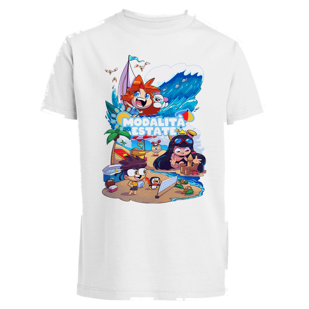 T-shirt bianca Modalità Estate con grafica estiva